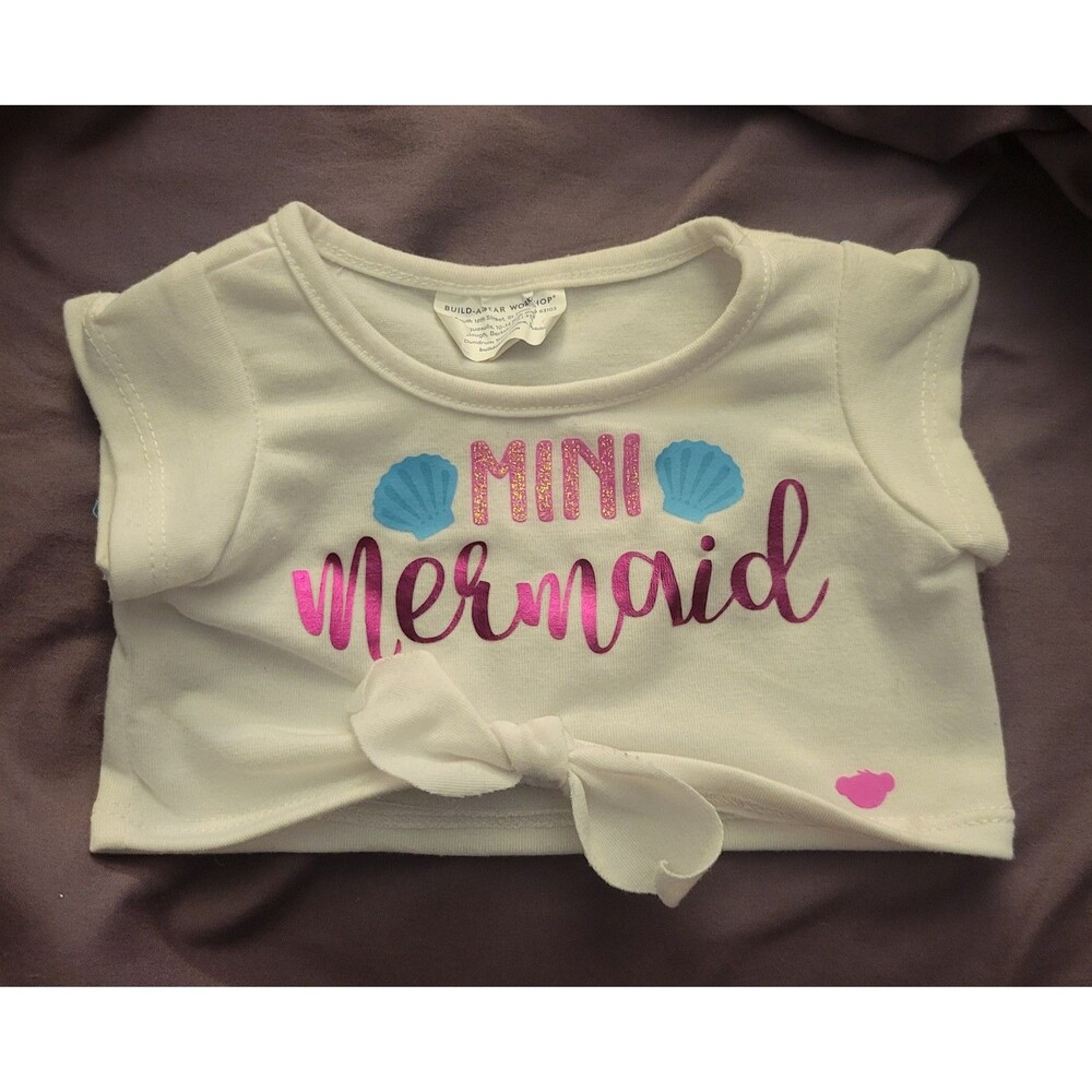 Build-A-Bear "Mini Mermaid" White T-Shirt Authentic BAB Clothing